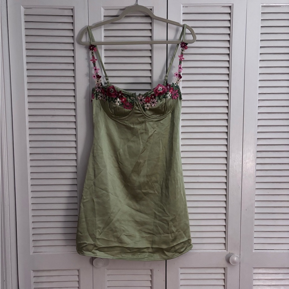 Princess Polly Green Floral Embroidered Dress